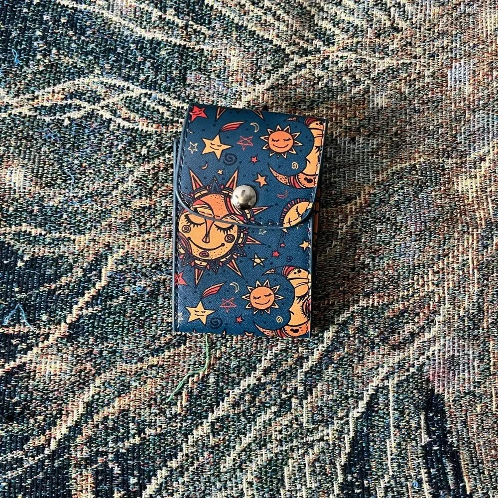 Sun and Moon Card Holder Bright and Colorful Hippie Chill Vibes Blue and Orange